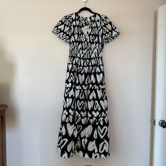 Anthropologie Somerset Maxi Dress Heart LOVE Print NEW Sz XS - Picture 3 of 8